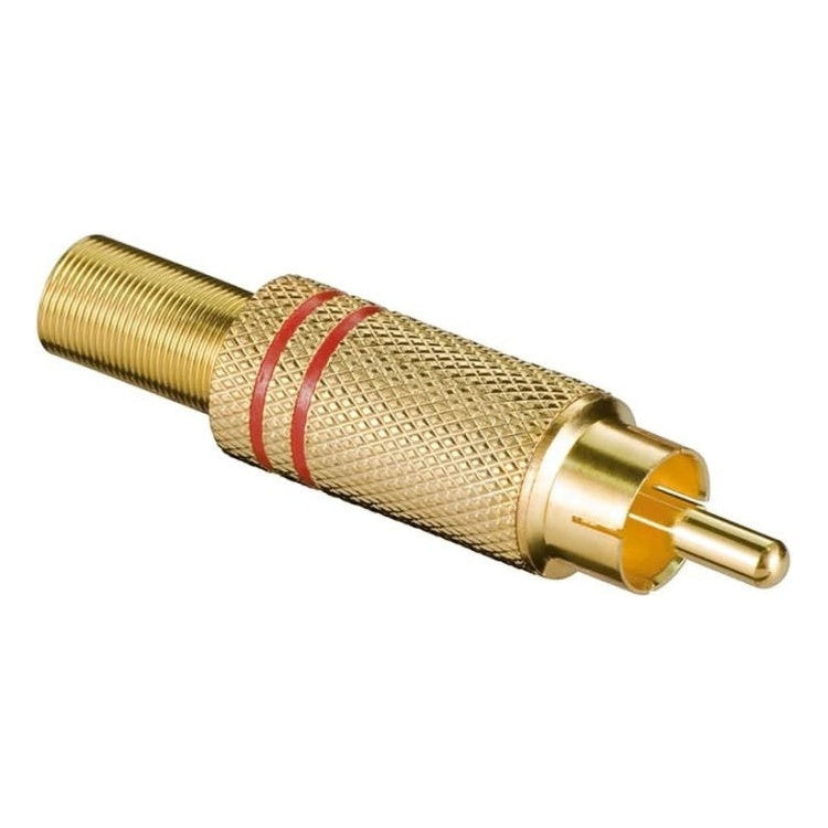 GK-01058 RCA-stekker - Verguld - Met Kabelbeschermer - Rood