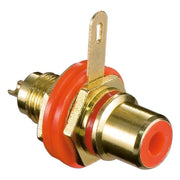 GK-01059 Rode vergulde RCA aansluiting - Vrouwelijk - Voor paneelmontage - Goud