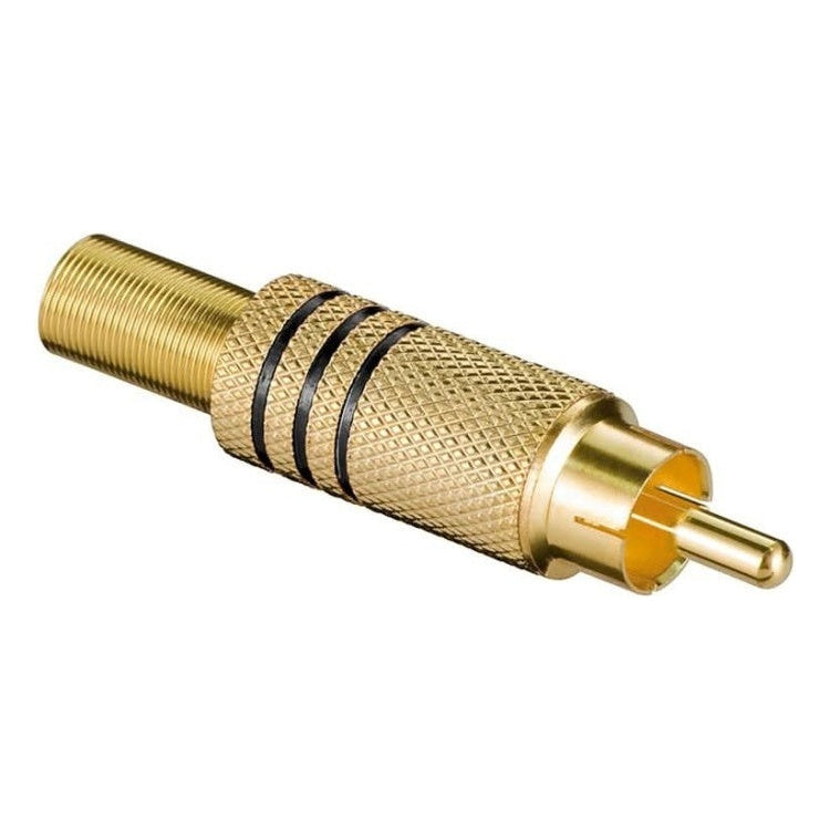 GK-01062 RCA-stekker met Kabelbeschermer - Verguld - Zwarte kleurcodering - Goud