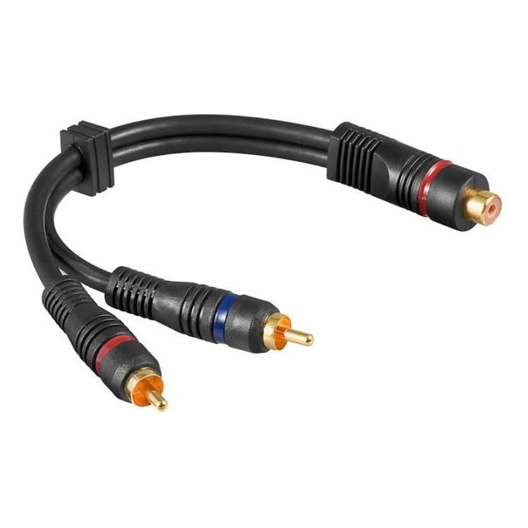 GK-01063 20 cm Tulp stereo (m) - Tulp mono (v) audio adapter - Verguld/Koper  - Zwart