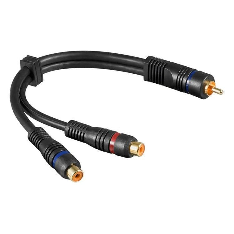 GK-01064 20 cm Tulp Mono (male) - Tulp Stereo (female) Audio Adapter - Verguld/Koper - Zwart