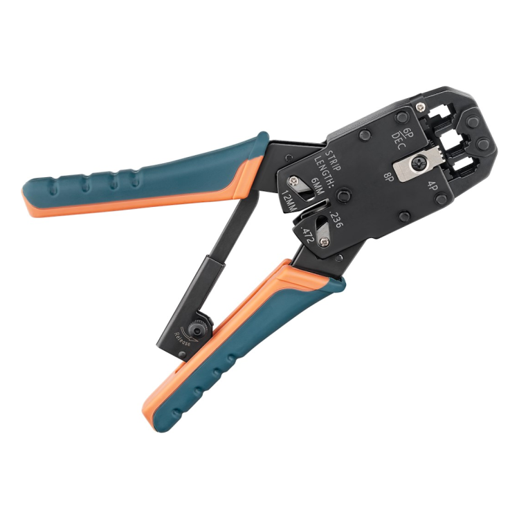 GK-01075 Professionele krimptang met ratelmechanisme voor RJ45, RJ12, RJ11 en RJ10 - Metaal
