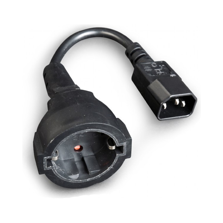 GK-01111 15 cm C14 - CEE 7/3 verlengkabel voor UPS/PDU - 3x 0,75 mm² - zwart