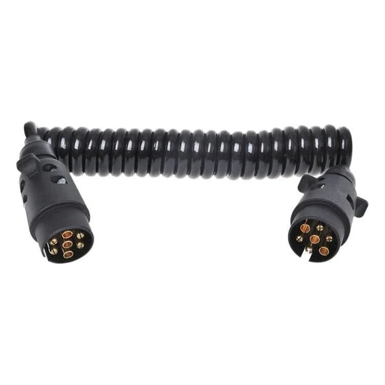 GK-01117 ProPlus Spiraalkabel 3 meter met 2x 7-polige PVC stekker - Zwart