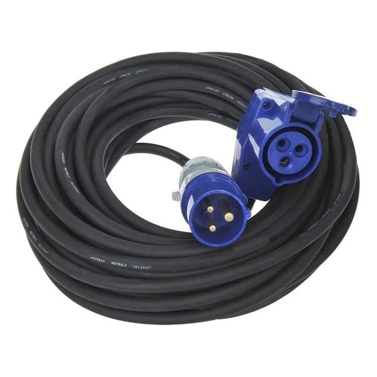 GK-01157 10 meter ProPlus verlengkabel - haakse CEE contrastekker - Schuko stopcontact - 3 x 1,5 mm² - Zwart