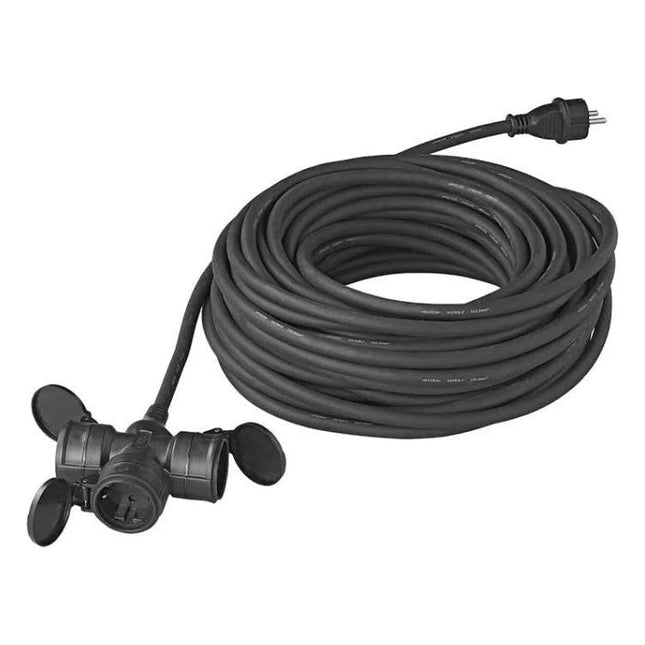 GK-01175 20 meter ProPlus Schuko Stekkerdoos - 3-voudig - 20 - 3 x 1,5 mm² - IP44 - Zwart