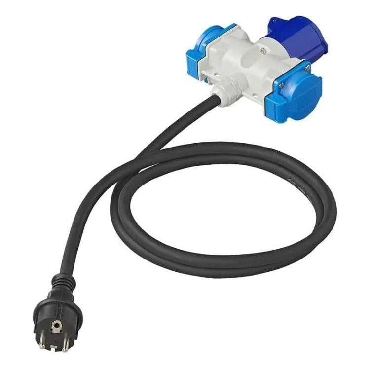 GK-01188 1,5 meter ProPlus Verloopkabel - 3x1,5 mm² - Schuko stekker naar 1x CEE + 2x Schuko stekkerdoos - Zwart