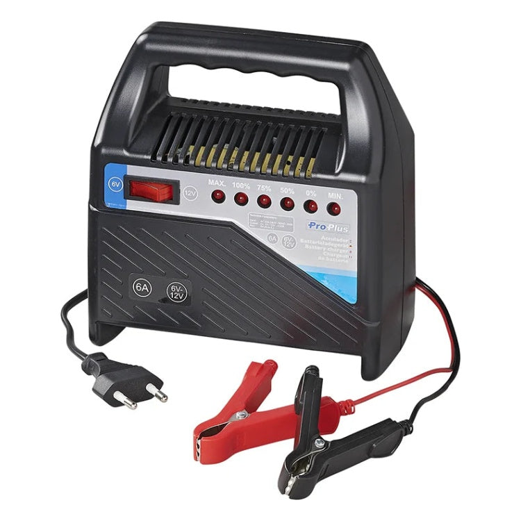 GK-01191 ProPlus Acculader  - Voor 6V & 12V 6 ampère - Met controlelampjes - Zwart