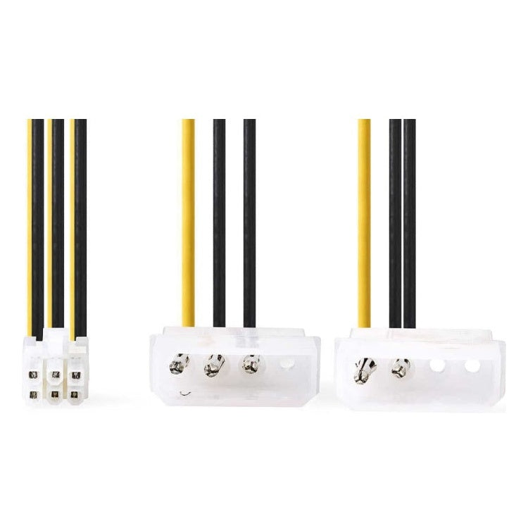 GK-01250 Nedis Interne Voedingskabel - 2x Molex Male naar PCI-Express Female, - 20 cm - geel/zwart - Verguld