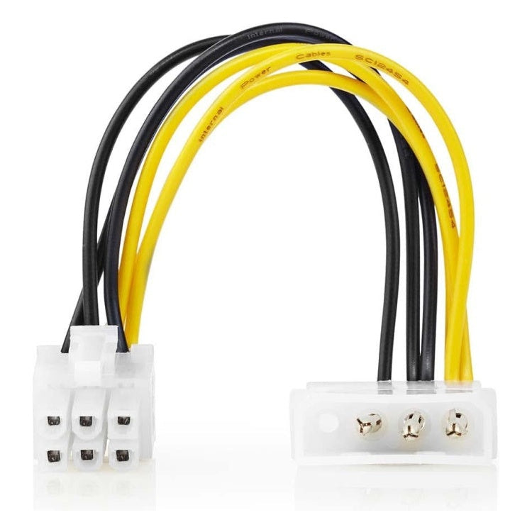 GK-01251 15 cm PCIe 6-pins (m) - Molex 4-pins (m) Voedingsadapter - Geel/zwart - Verguld