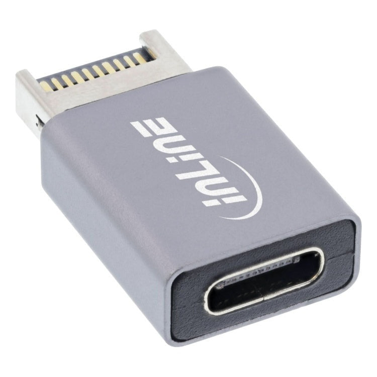 GK-01308 Inline USB adapter -  USB 3.2 gen 2 - interne USB-E (m) naar USB-C (v) - Grijs