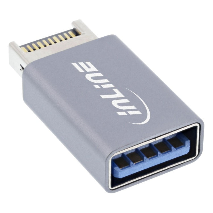 GK-01313 nLine USB adapter - USB 3.2 - interne USB-E frontpaneel (m) naar USB-A (v) - Grijs