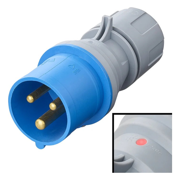 GK-11252 ProPlus CEE stekker 16A - 250V - met LED spanningsindicatie - Blauw/Grijs