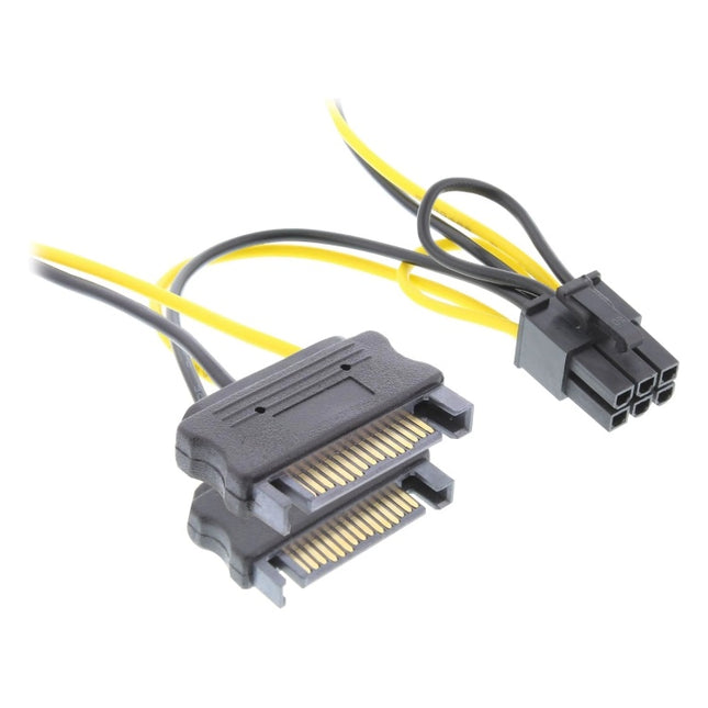 GK-11286 15 cm PCIe 6-pins naar 2x SATA voedingsadapter