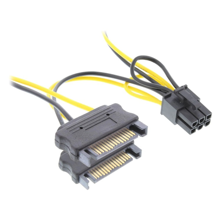 GK-11286 15 cm PCIe 6-pins naar 2x SATA voedingsadapter