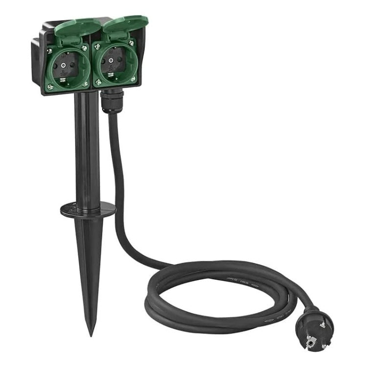 GK-11290 Dubbele Schuko tuincontactdoos - 2-voudig - 2 meter (3 x 1,5 mm²)