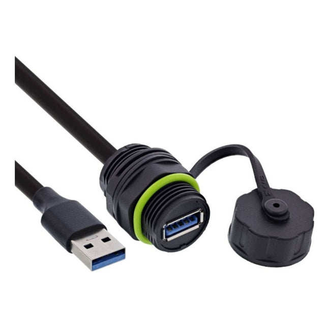 GK-11326 50 cm USB-A-koppeling, IP68, afgeschermd, van contactdoos naar stekker