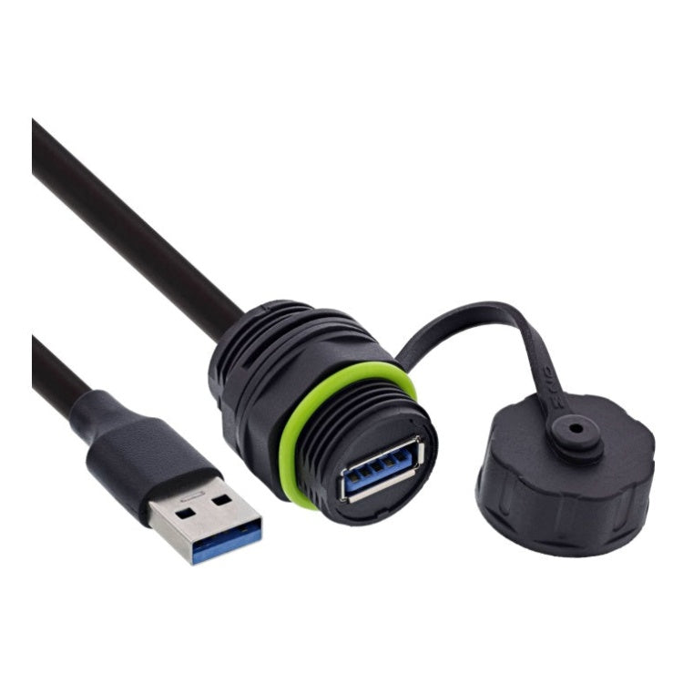 GK-11326 50 cm USB-A-koppeling, IP68, afgeschermd, van contactdoos naar stekker