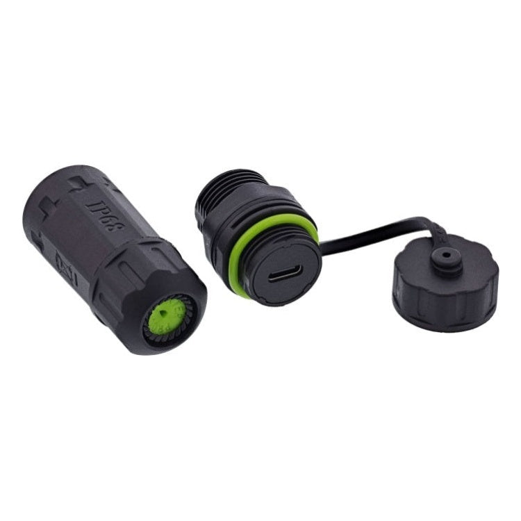 GK-11327 USB-C-koppeling, kort, IP68, 2x USB-C-aansluiting, afgeschermd