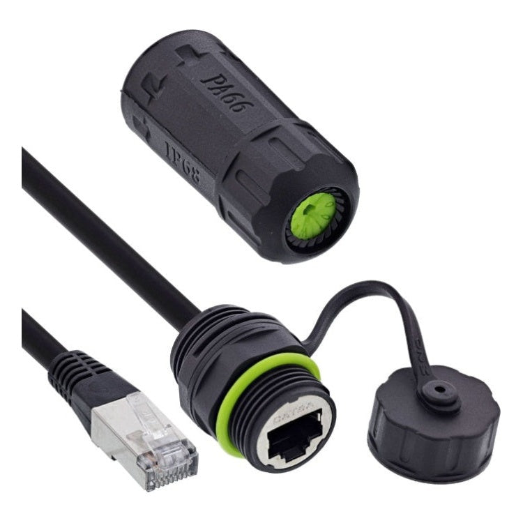 GK-11329 Patchkabelkoppeling Cat.6A - IP68 - RJ45-aansluiting naar RJ45-stekker - 20 cm