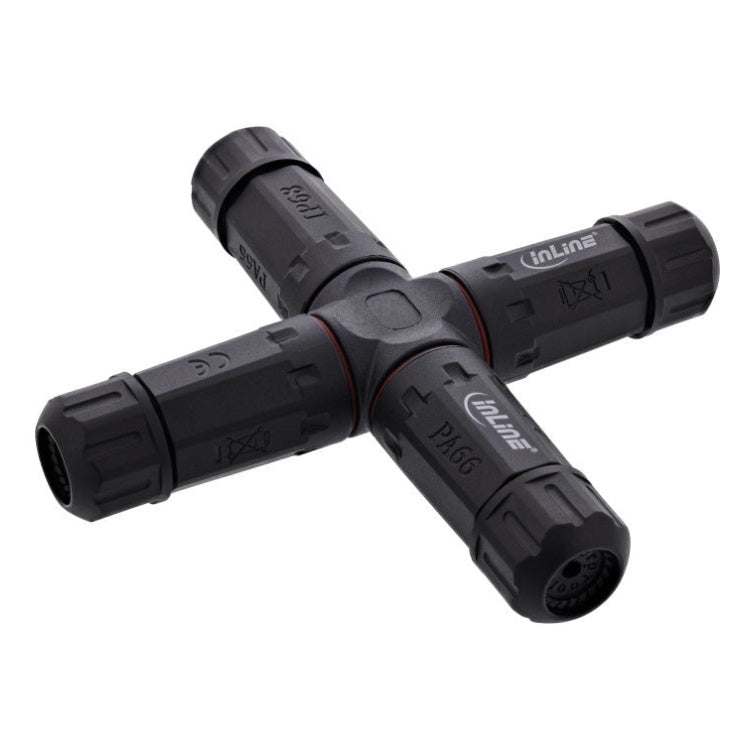 GK-11346 Netstroomkoppeling IP68, 3-polig, 4-weg, M20, zwart