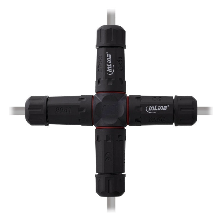 GK-11346 Netstroomkoppeling IP68, 3-polig, 4-weg, M20, zwart