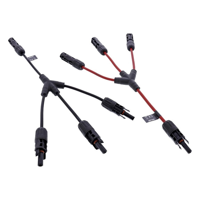 GK-11513 36 cm Solar Y-splitter kabelset 3-weg - zwart/rood