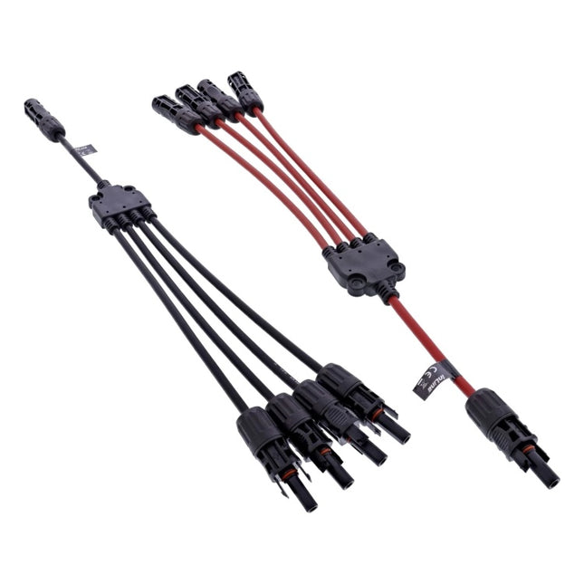 GK-11514 42 cm Solar Y-splitter kabelset 4-weg - zwart/rood