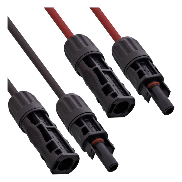 GK-11521 30 cm Solar kabelverlengset met solarstekkers - 4 mm² - zwart/rood