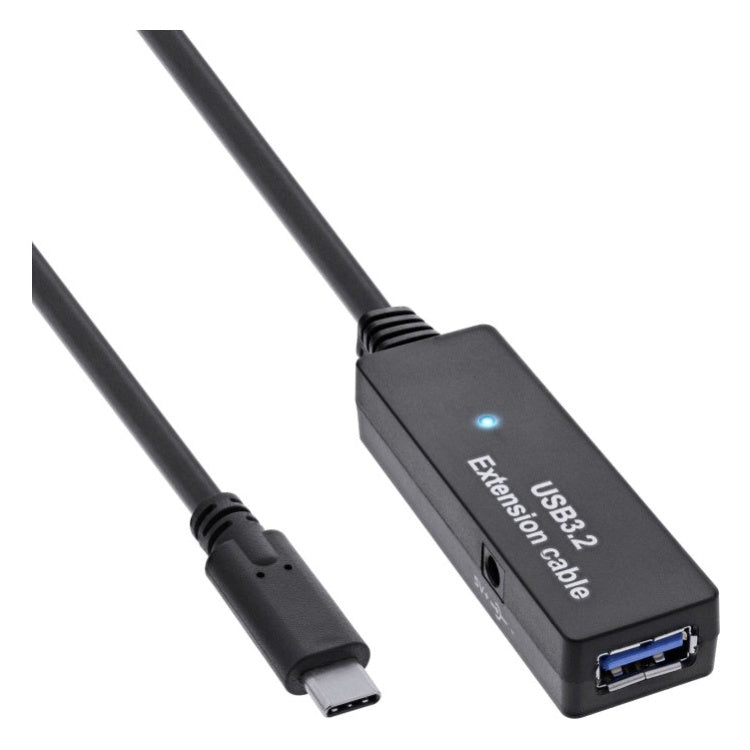 GK-11544 10 meter USB-C naar USB-A actieve verlengkabel - USB 3.0 - Zwart