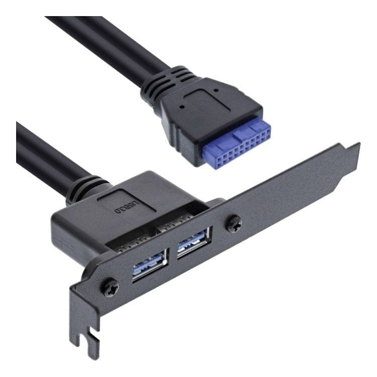 GK-11631 50 cm - Slot-beugel 2x USB 3.2 Gen.1 A-vrouwelijk / interne 19-pins moederbordconnector - zwart