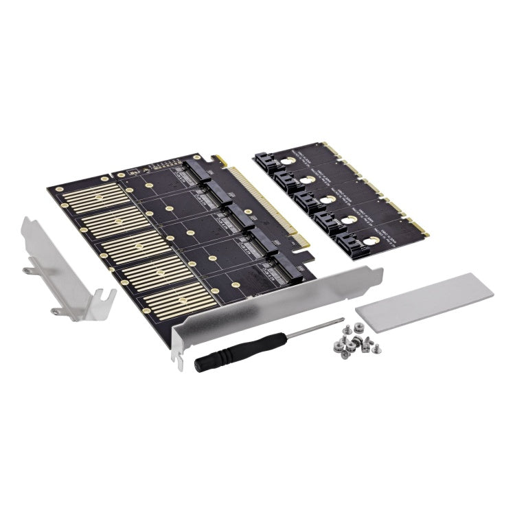 GK-11679 PCIe x16 Interfacekaart 5x M.2 Key B SATA incl. low-profile bracket