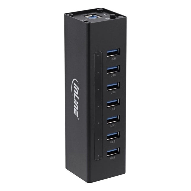 GK-11716 1 meter - USB hub - 7 poorten - USB 3.2 Gen.1 - met externe 12V voeding - zwart