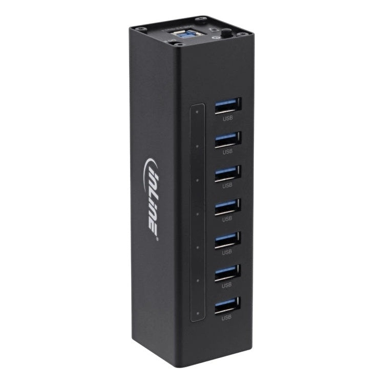 GK-11717 1 meter - USB hub - 10 poorten - USB 3.2 Gen.1 - met externe 12V voeding - zwart