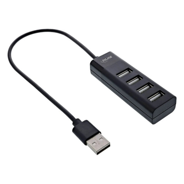 GK-11719 USB 2.0 4-poorts hub - USB-A mannelijk naar 4x USB-A vrouwelijk - 30 cm - zwart (slank ontwerp)