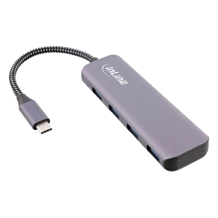 GK-11726 USB 3.2 hub - USB-C naar 4x USB-A - 10 Gb/s - aluminium - grijs