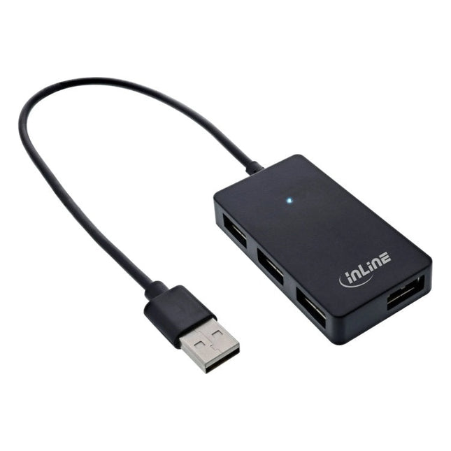 GK-11733 30 cm - USB 2.0 hub - 4 poorten - zwart - met USB DC-kabel - Zwart