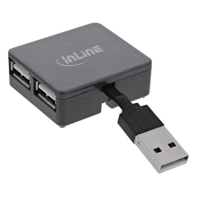 GK-11735 4 cm - USB 2.0 4-poorts hub - USB-A mannelijk naar 4x USB-A vrouwelijk - Zwart