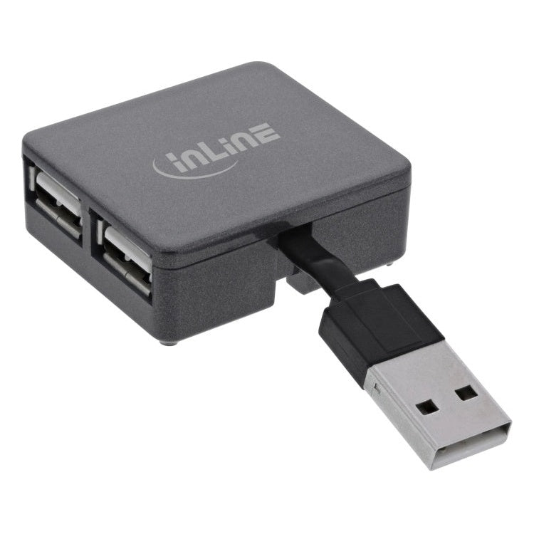 GK-11735 4 cm - USB 2.0 4-poorts hub - USB-A mannelijk naar 4x USB-A vrouwelijk - Zwart