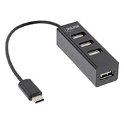 GK-11737 15 cm - USB 2.0 4-poorts hub - USB-C naar 4x USB-A - Zwart