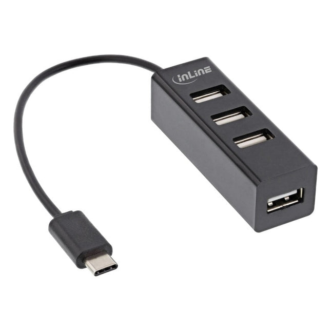 GK-11737 15 cm - USB 2.0 4-poorts hub - USB-C naar 4x USB-A - Zwart