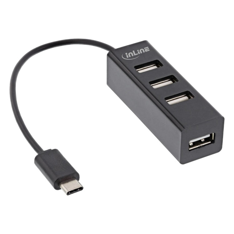 GK-11737 15 cm - USB 2.0 4-poorts hub - USB-C naar 4x USB-A - Zwart