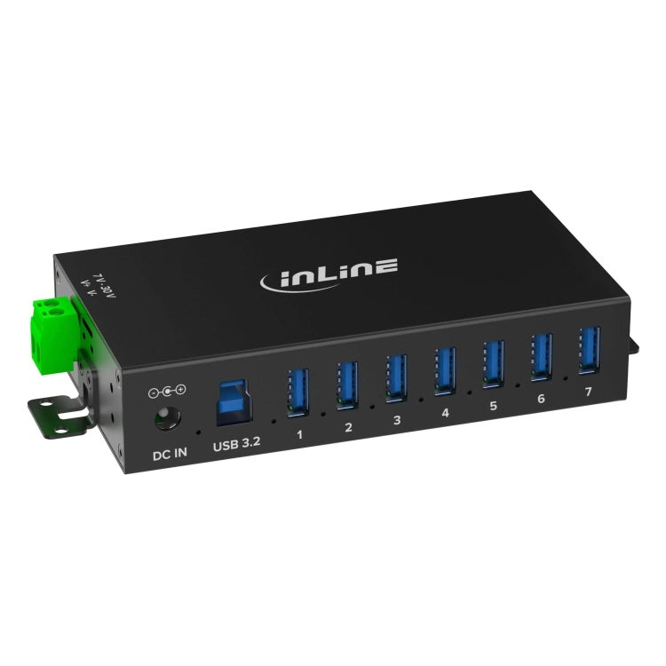 GK-11744 Industriële USB 3.2 Gen.1 hub - 7x USB-A - 5 Gb/s - aluminium - 48W voeding