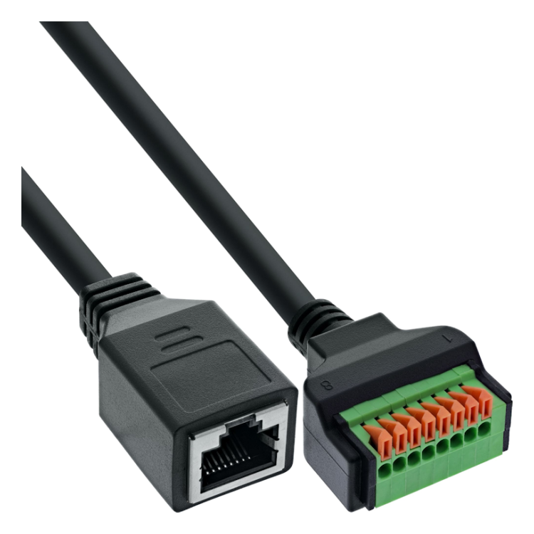 GK-11787 15 cm RJ45 aansluitblok - contactdoos naar insteekklem - Cat.5e - zwart