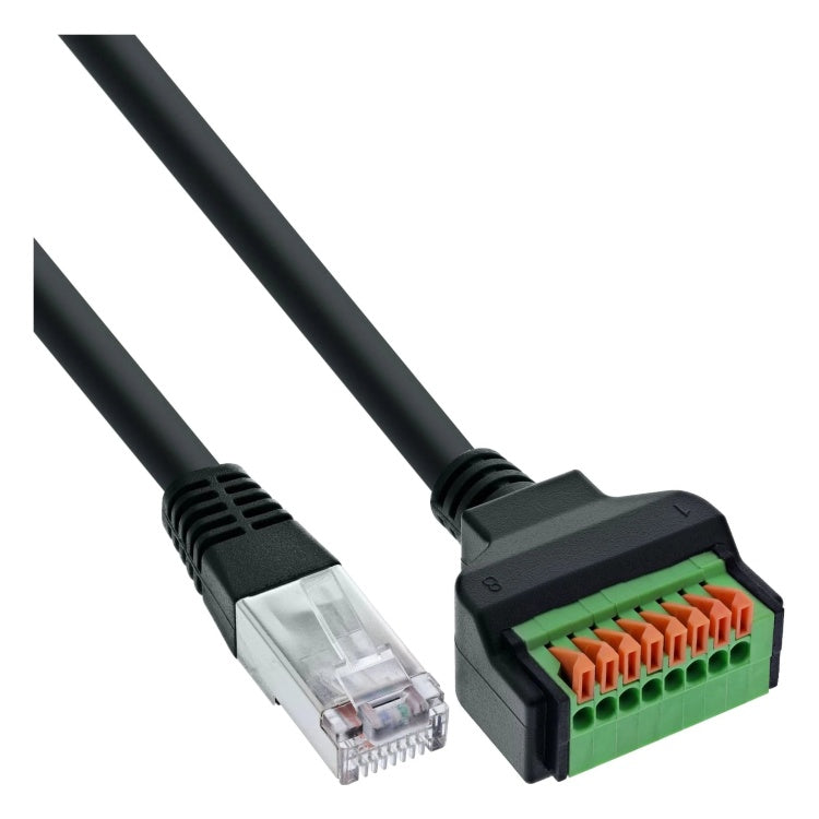 GK-11788 15 cm RJ45 aansluitblok - stekker naar insteekklem - Cat.5e - zwart