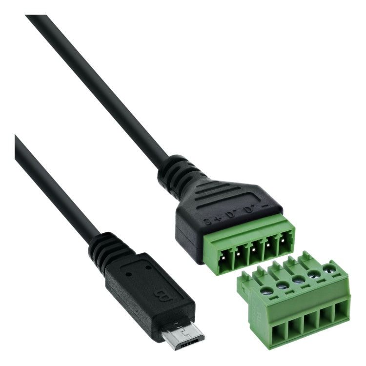 GK-11798 Micro USB aansluitblok - Micro USB stekker naar 5-polige schroefklem - inclusief 1 meter kabel