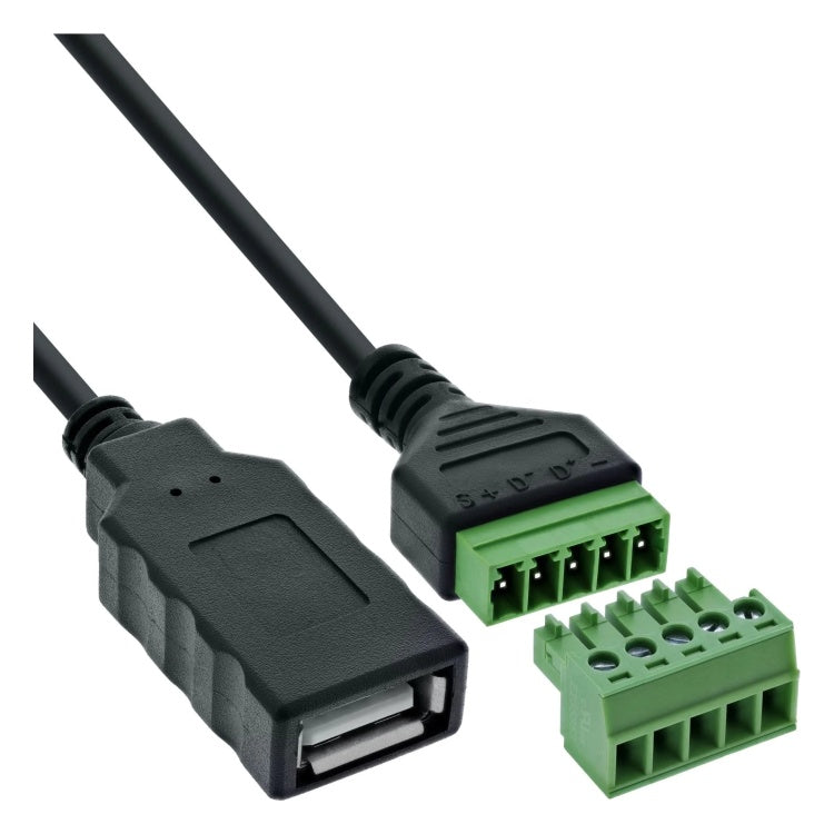 GK-11799 USB-A aansluitblok - USB-A aansluiting naar 5-polige schroefklem - inclusief 1 meter kabel