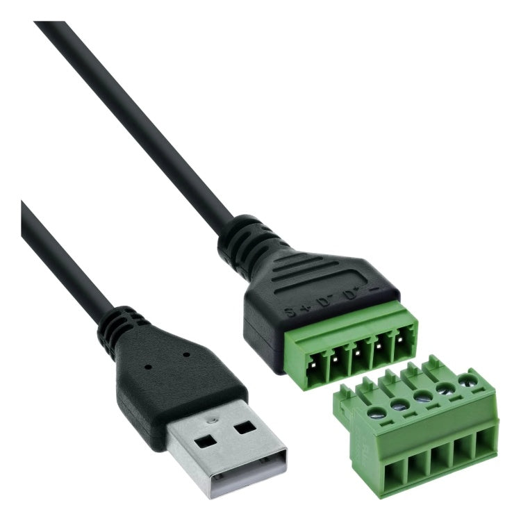 GK-11801 USB-A aansluitblok - USB-A stekker naar 5-polige schroefklem - inclusief 1 meter kabel
