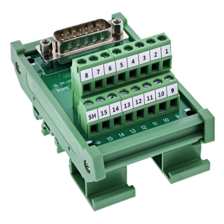 GK-11806 D-Sub 15 aansluitblok - D-Sub 15 stekker naar schroefklem - DIN-railmontag