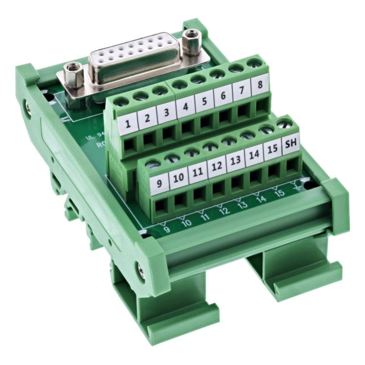 GK-11807 D-Sub 15 aansluitblok - D-Sub 15 contactdoos naar schroefklem - DIN-railmontage